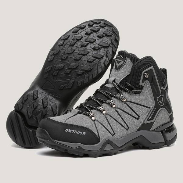 

Men Colorblock Lace-up Front Boots, Grey