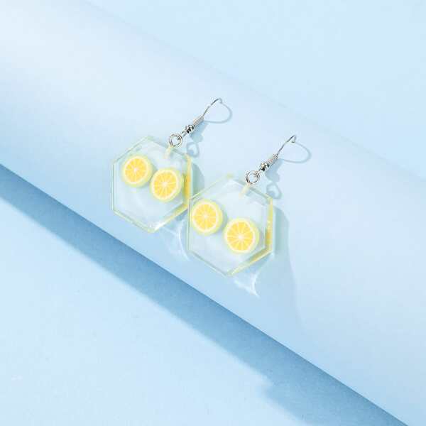 

Fruit Detail Geometric Drop Earrings, Multicolor
