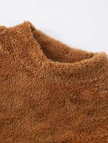 Manfinity Men Solid Mock Neck Teddy Sweatshirt - Brown - View 4