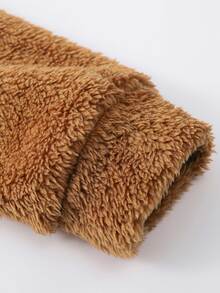 Manfinity Men Solid Mock Neck Teddy Sweatshirt - Brown - View 6