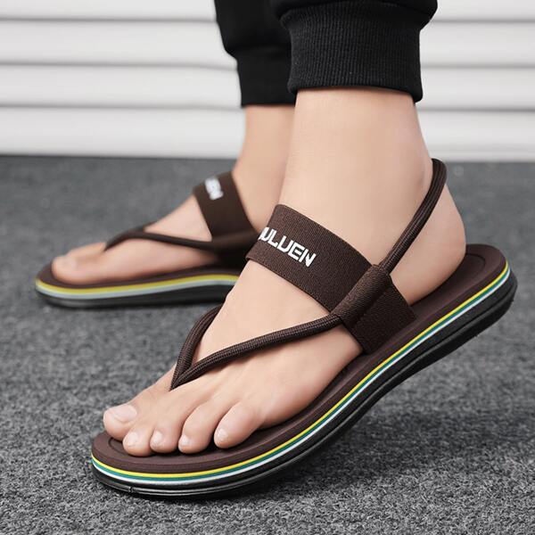 

Men Letter Graphic Slingback Sandals, Brown