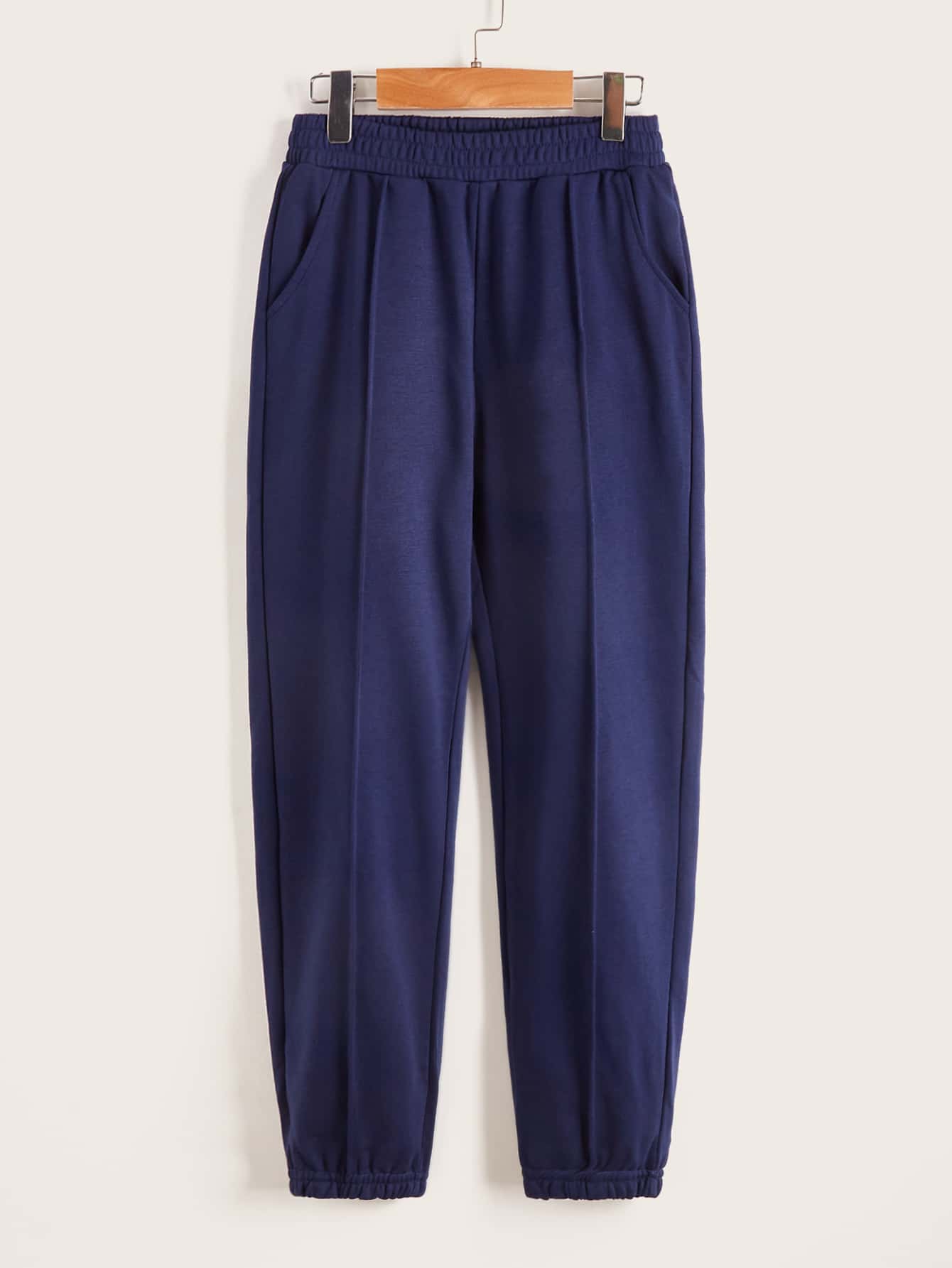 SHEIN Boys Cotton Seam Front Joggers - Navy Blue - View 1