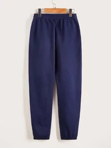 SHEIN Boys Cotton Seam Front Joggers - Navy Blue - View 2