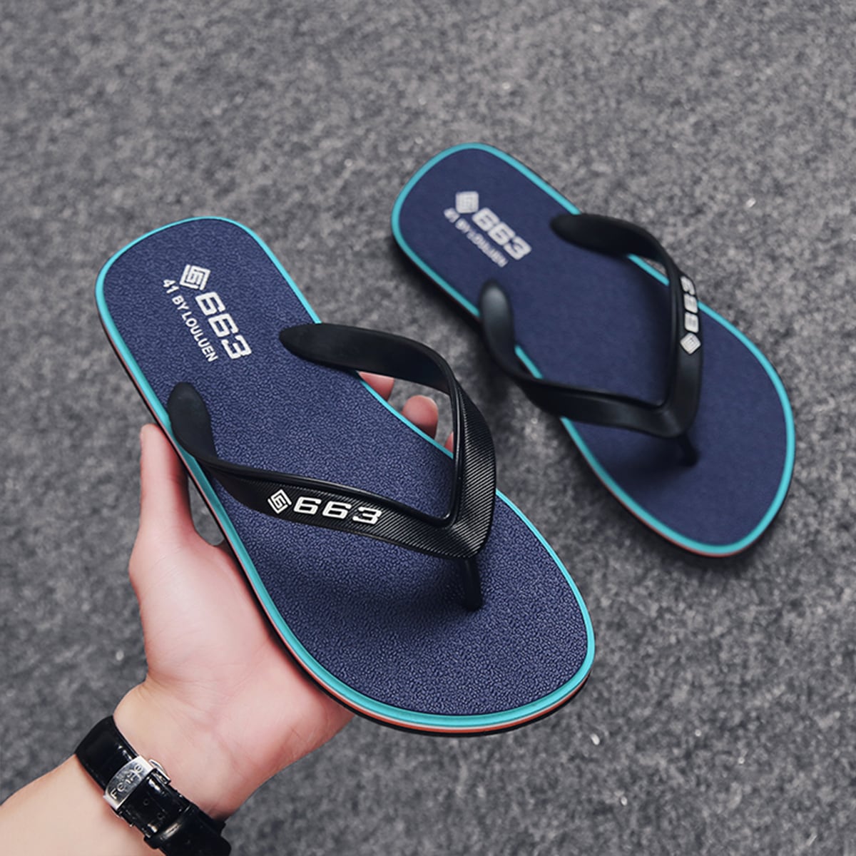 Вьетнамки с текстовым принтом для мужчины