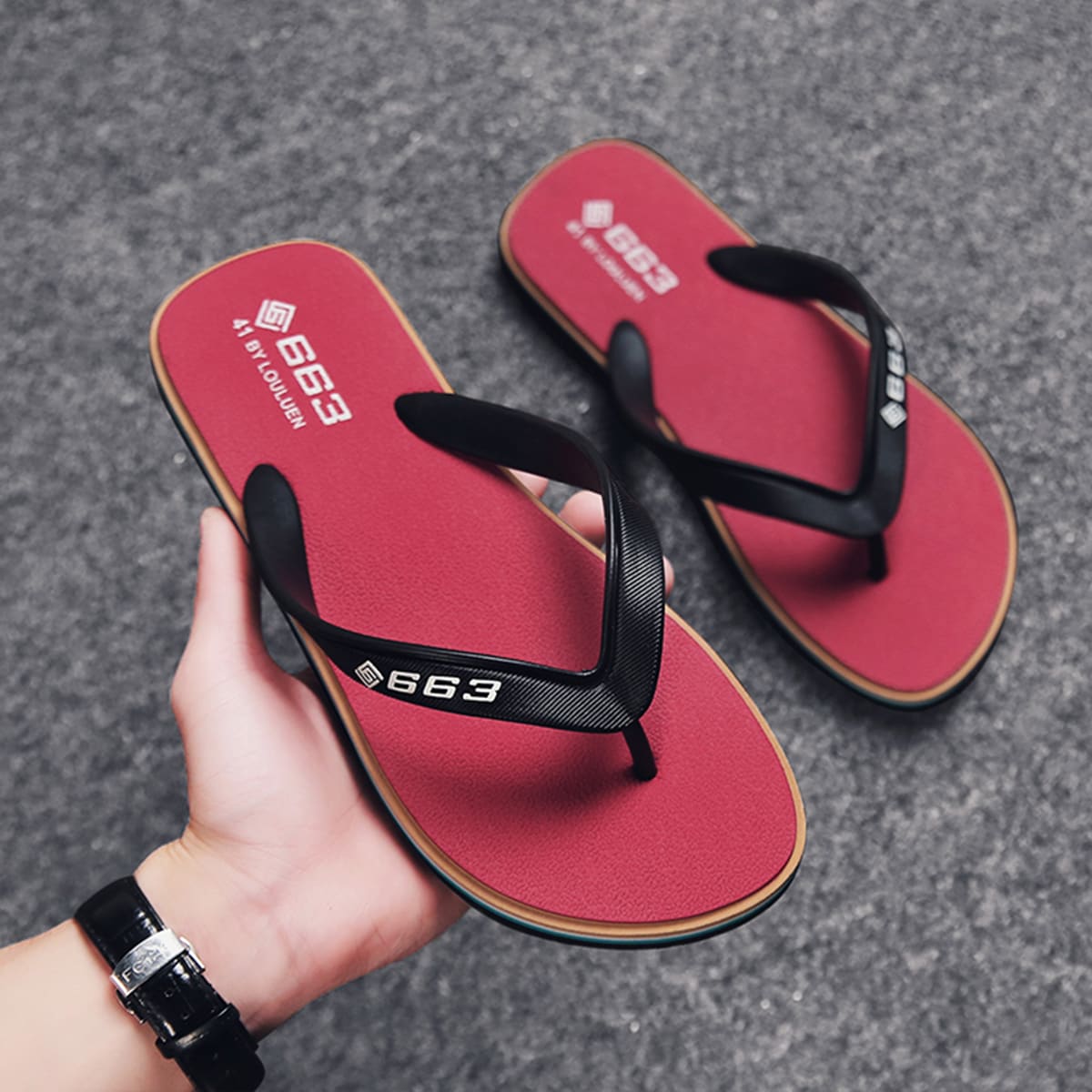 Вьетнамки с текстовым принтом для мужчины