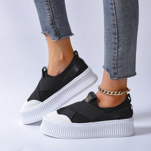

Two Tone Slip On Skate Shoes, Black