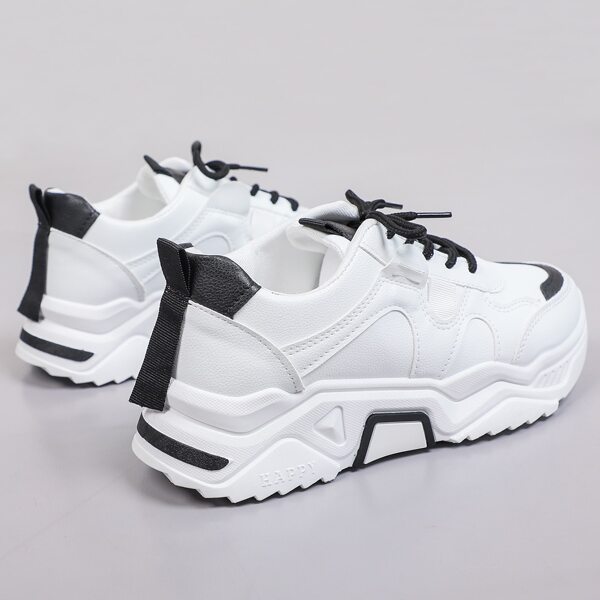 

Colorblock Lace-up Front Sneakers, White