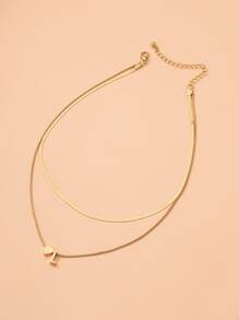 1pc Heart & Letter Decor Necklace Copper Jewelry - Yellow Gold - View 2