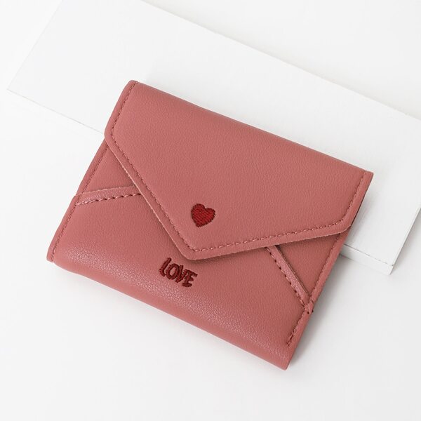 

Heart & Letter Graphic Fold Small Wallet, Pink