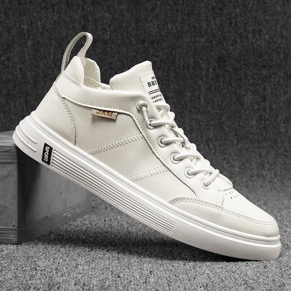 

Men Letter Tab Decor Skate Shoes, White