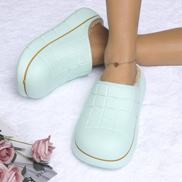 

Minimalist Textured Wide Fit Slippers, Mint green