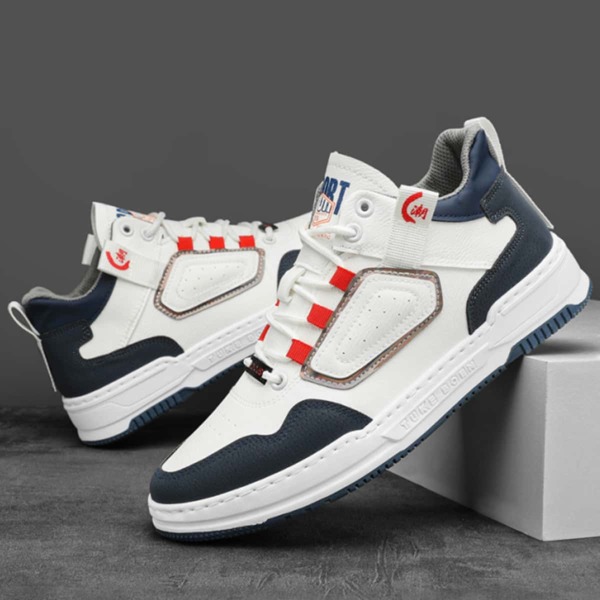 

Men Colorblock Letter Graphic Skate Shoes, Blue