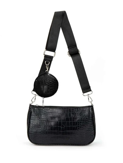 鰐エンボス バゲットバッグ コインケース付きの画像