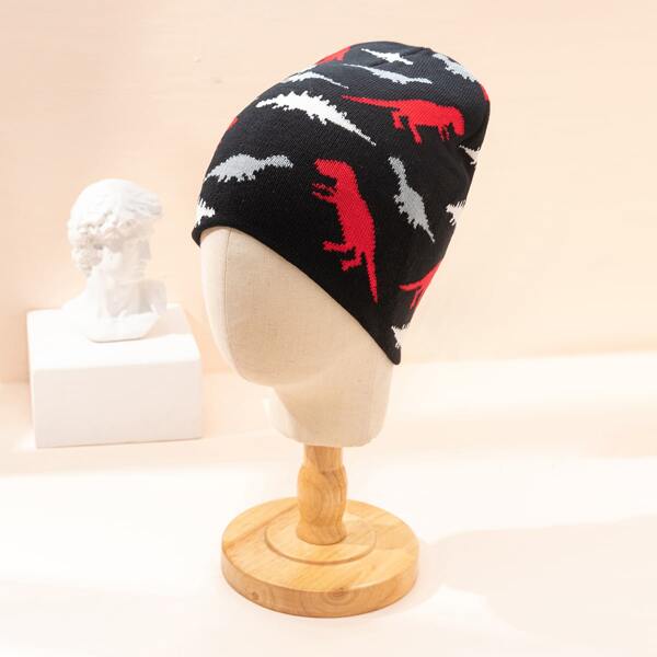 

Men Dinosaur Pattern Beanie, Multicolor