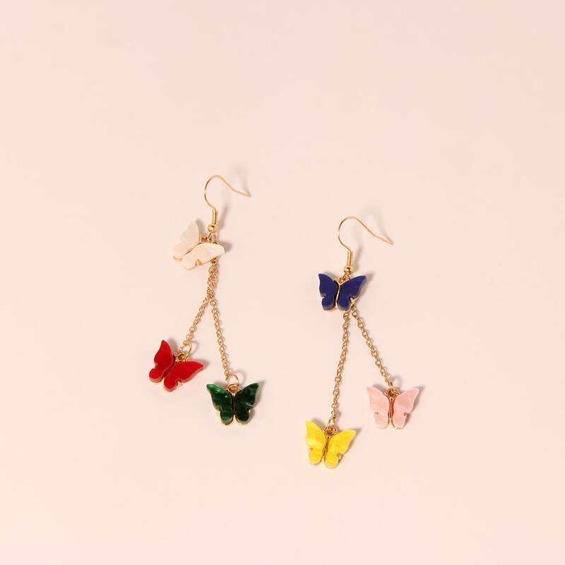 

Butterfly Drop Earrings, Multicolor