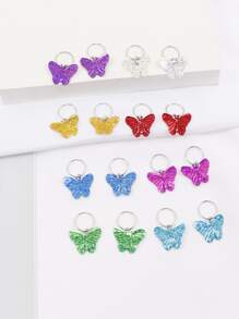 16 piezas Goma de pelo en espiral con accesorio de mariposa - Multicolor - Ver 2