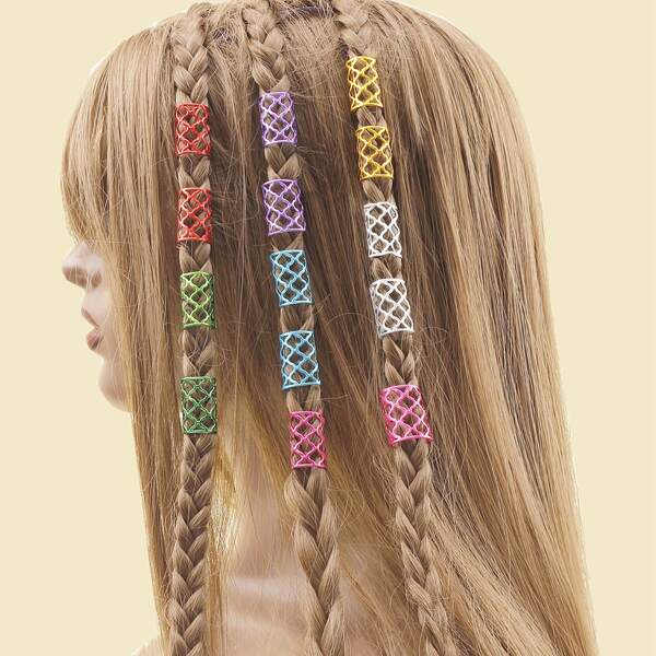 

14pcs Hollow Out Hair Ring, Multicolor