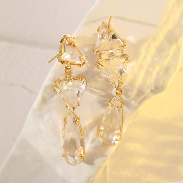 

Crystal Decor Drop Earrings, Gold