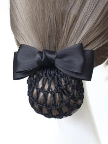 Kẹp tóc trang trí nơ & lưới - màu đen - Xem 1