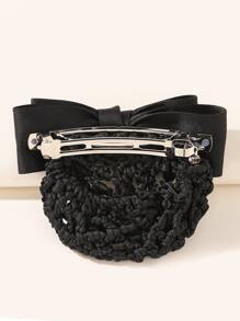 Kẹp tóc trang trí nơ & lưới - màu đen - Xem 3