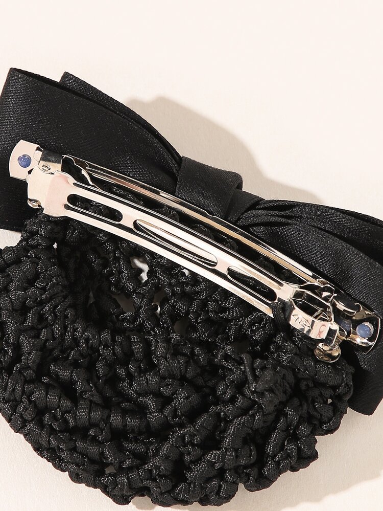 Kẹp tóc trang trí nơ & lưới - màu đen - Xem 4