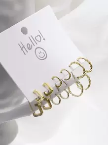 3 đôi bông tai hình học - Vàng - Xem 1