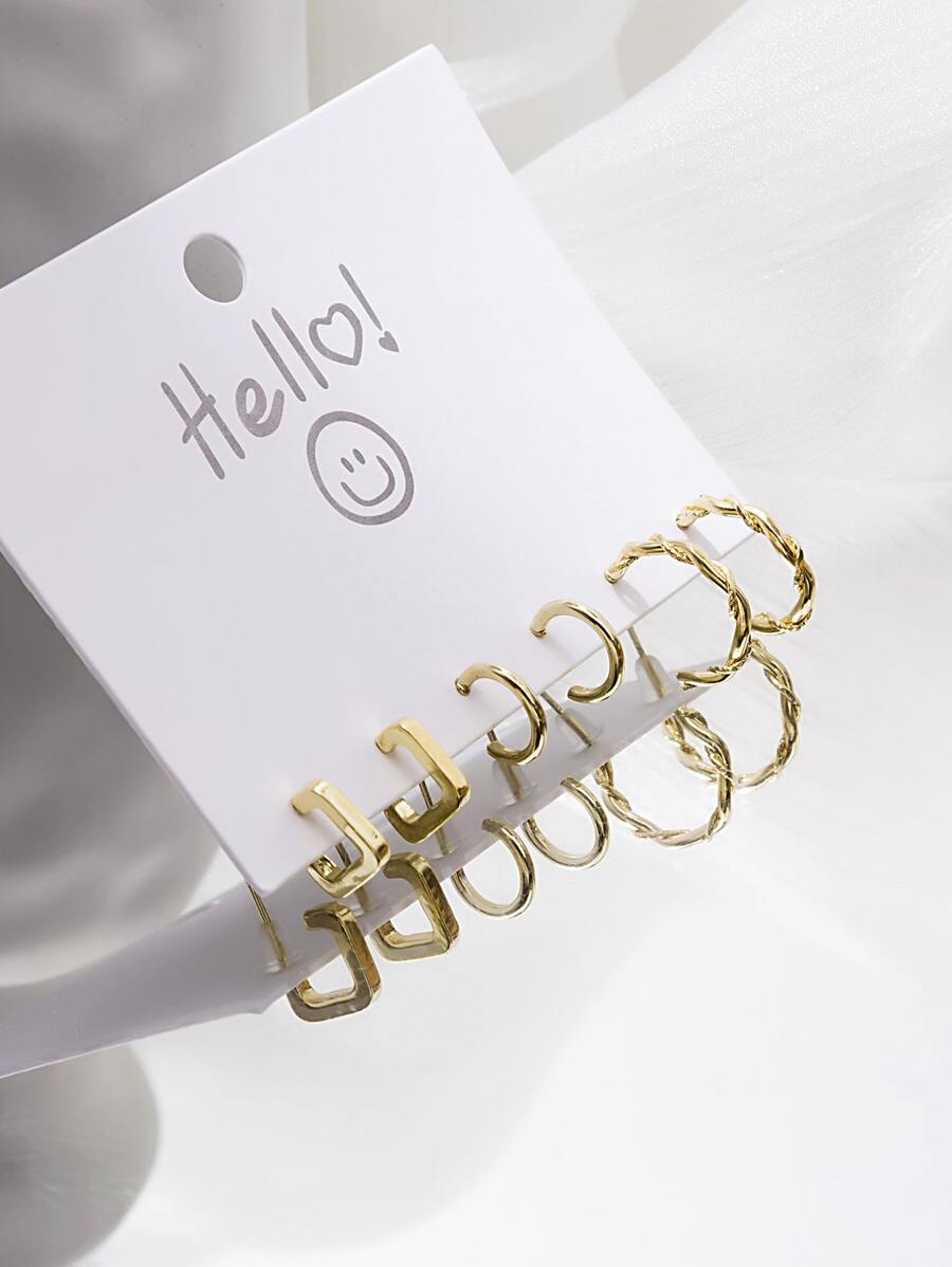 3 đôi bông tai hình học - Vàng - Xem 1