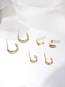 3 đôi bông tai hình học - Vàng - Xem 2