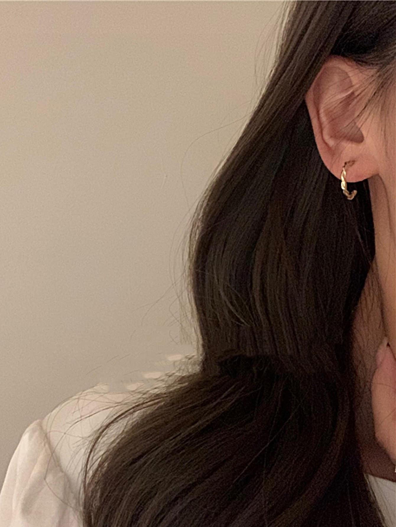 3對幾何耳環 - 金黃色 - 查看 5