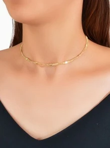 1入組簡約風頸鏈 - 金黃色 - 查看 1