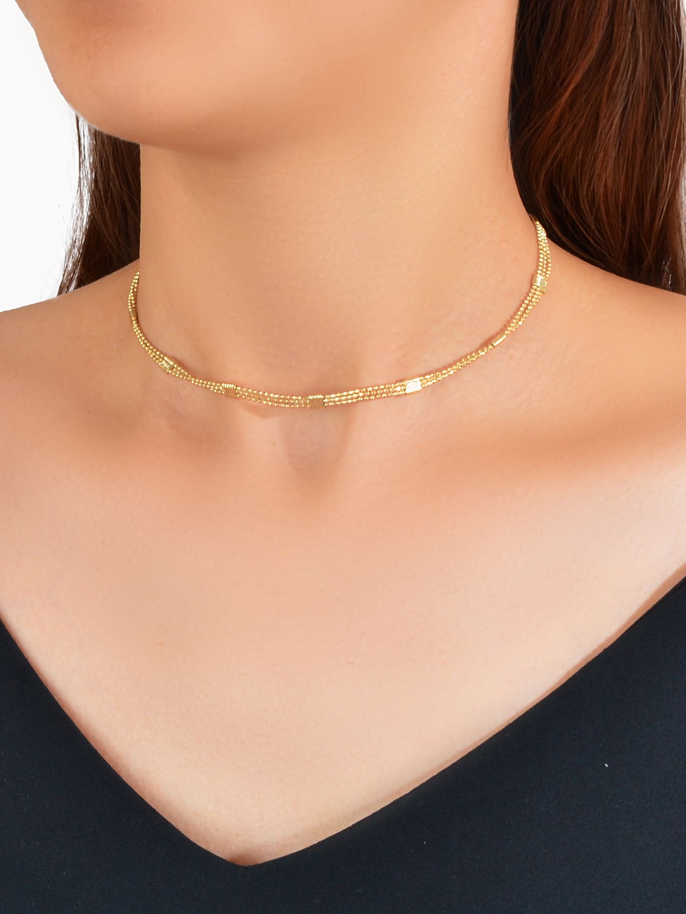 1入組簡約風頸鏈 - 金黃色 - 查看 1