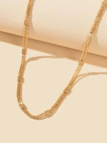 1入組簡約風頸鏈 - 金黃色 - 查看 3