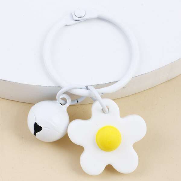 

Flower & Bell Charm Keychain, Multicolor