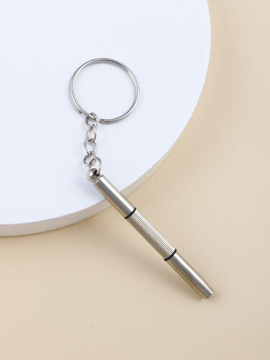 Glasses Screwdriver Charm Keychain - Silver - View 1