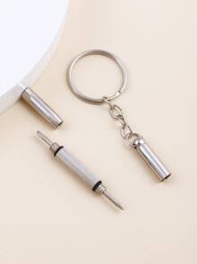 Glasses Screwdriver Charm Keychain - Silver - View 3