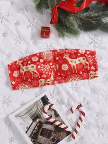 Plus Christmas Strapless Bralet - Red - View 1