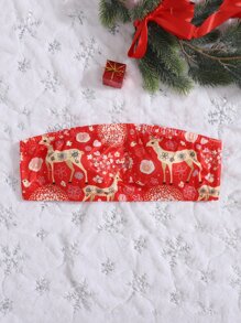 Plus Christmas Strapless Bralet - Red - View 3