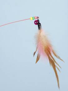 1pc Feather Detail Cat Teaser Stick, Cat Interactive Fishing Pole Toys For Indoor Cats To Play Chase Exercise With Bell - View 5