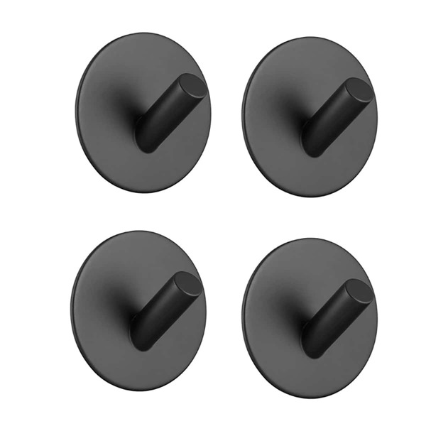 

4pcs Stainless Steel Wall Hook, Black