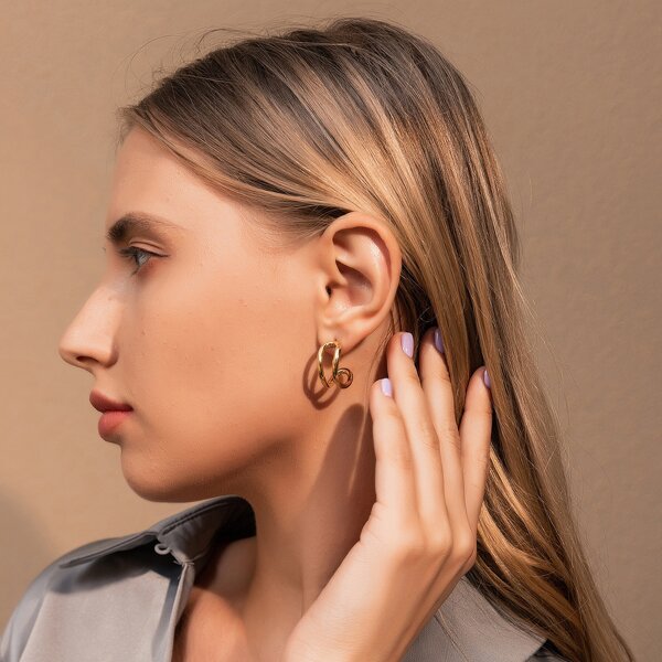 

Открытые серьги-кольца 18K Позолоченный, Золотистый