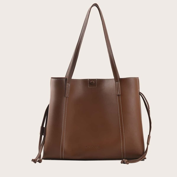

Minimalist Tote Bag With Inner Pouch, Coffee brown