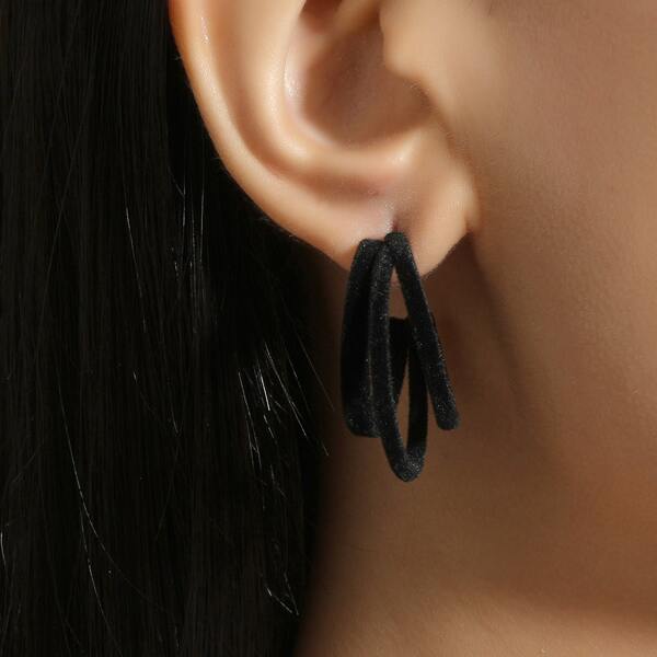 

Simple Open Hoop Earrings, Black