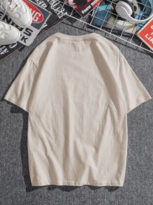 Manfinity Men Japanese & Floral Print Tee - Apricot - View 2