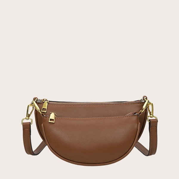 

Minimalist Multi-Compartment Saddle Bag, Brown