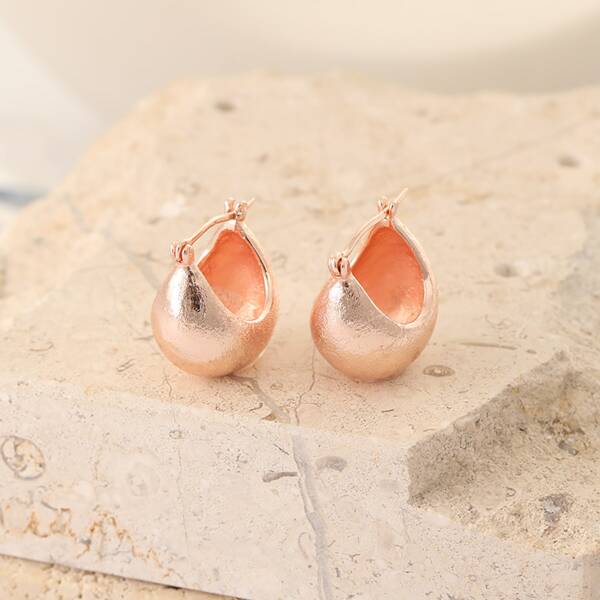 

Gold Plated Geometric Drop Earrings, Rose gold