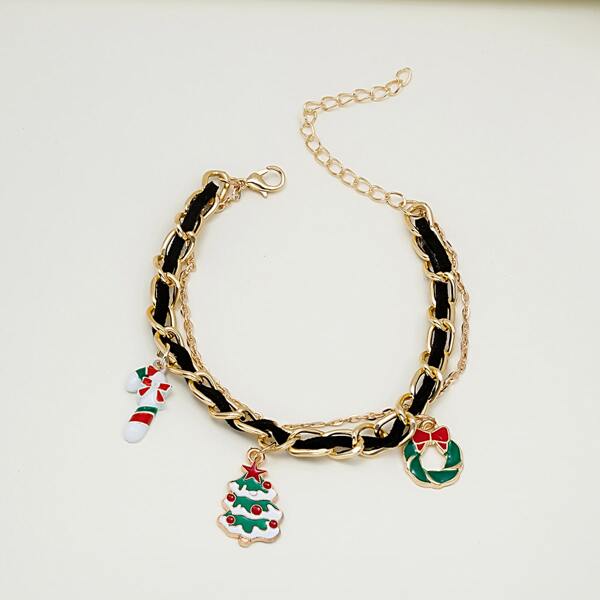 

Christmas Cane Charm Bracelet, Multicolor