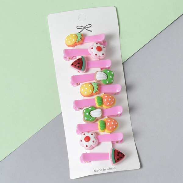 

10pcs Toddler Girls Fruit Decor Hair Clip, Multicolor