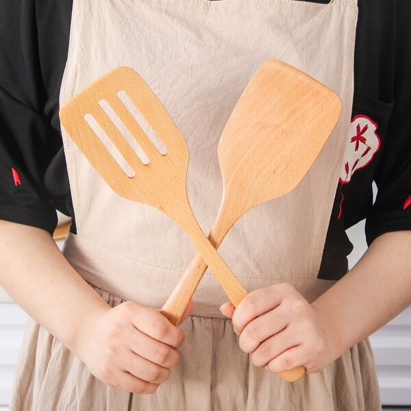 

2pcs Wooden Cooking Spatula, Khaki