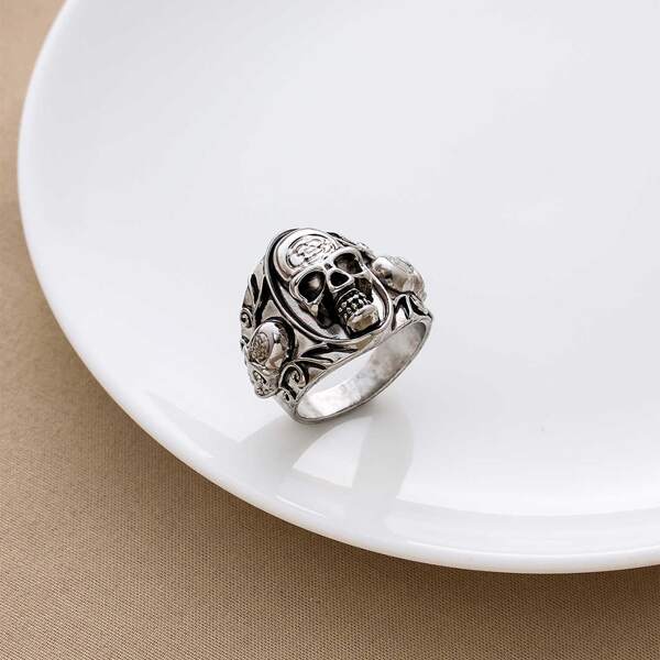 

Skull Decor Ring, Antique silver