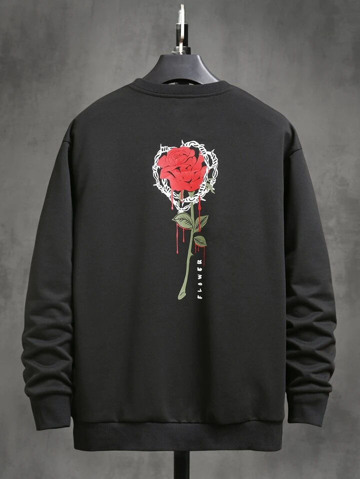Men Rose u0026 Letter Graphic Sweatshirt | SHEIN UK